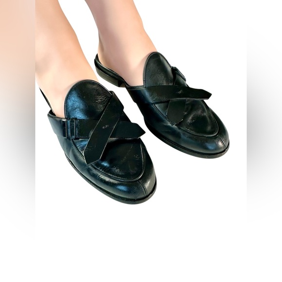 Frame Denim Le Willoughby Black Leather Slide/ Mules US 7.5 - Picture 4 of 15